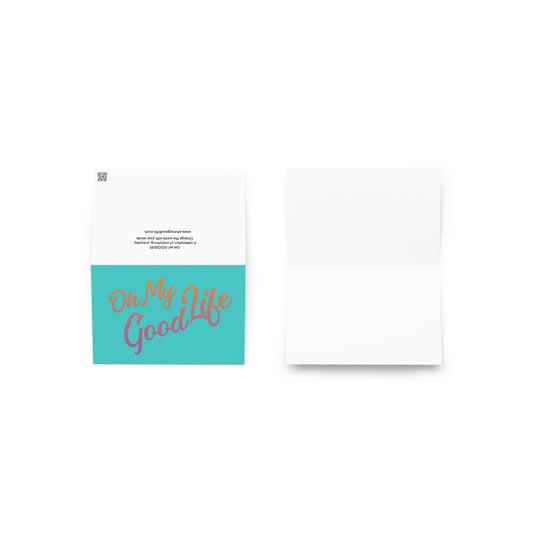 Teal OMGL Greeting card